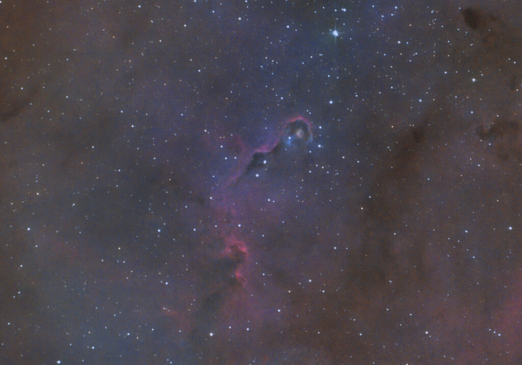 Elefantenrüsselnebel IC 1396 Detailbild im Sternbild Kepheus – Emissionsnebel mit dunkler Gas- und Staubstruktur und aktiver Sternentstehung